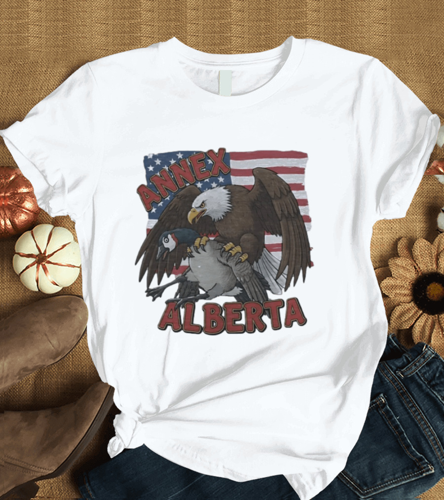 Annex Alberta Eagle Holding Goose American Flag T-Shirt
