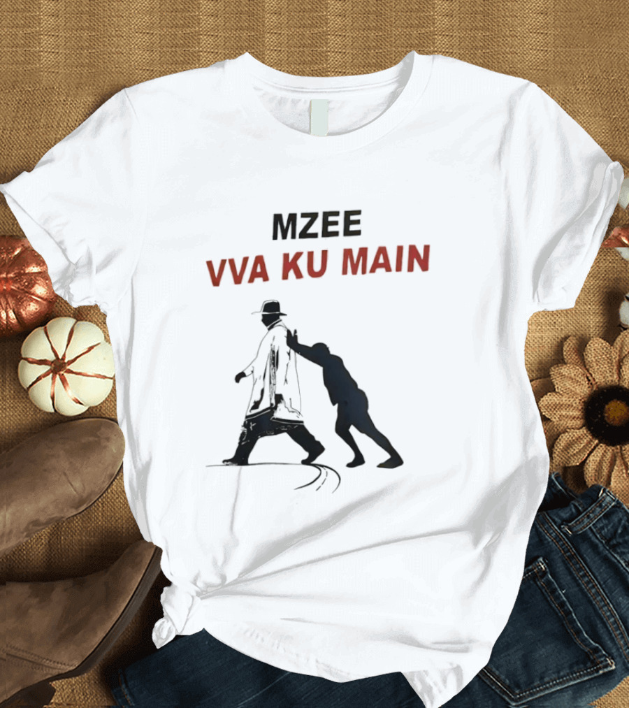 Mzee Vva Ku Main Silhouette With Walking Stick And Child T-Shirt