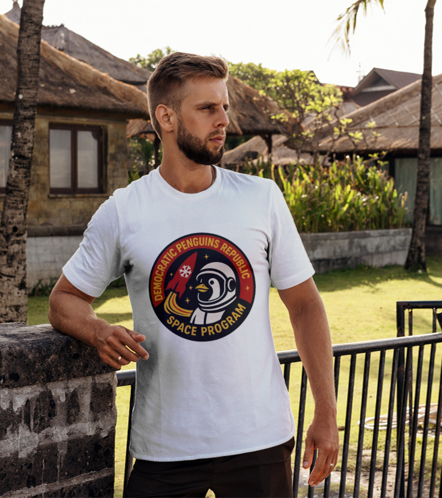 Democratic Penguins Republic Space Program Astronaut Penguin Rocket T-Shirt