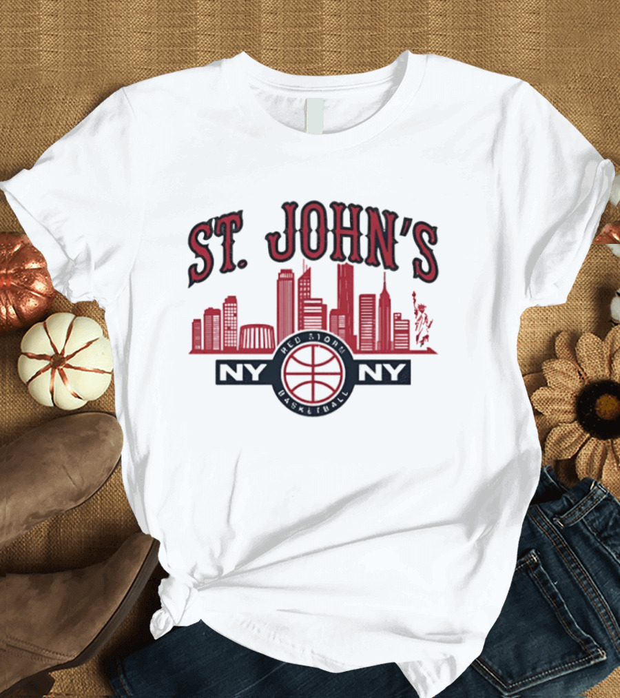 St John's Red Storm Basketball Skyline NY NY T-Shirt