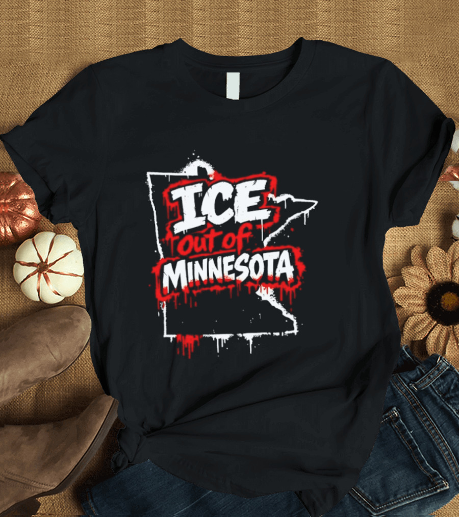 ICE Out Of Minnesota Bloody Map T-Shirt