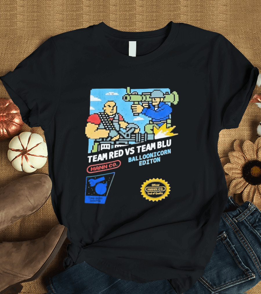 Team Red Vs Team Blu Balloonicorn Edition Mann Co. T-Shirt