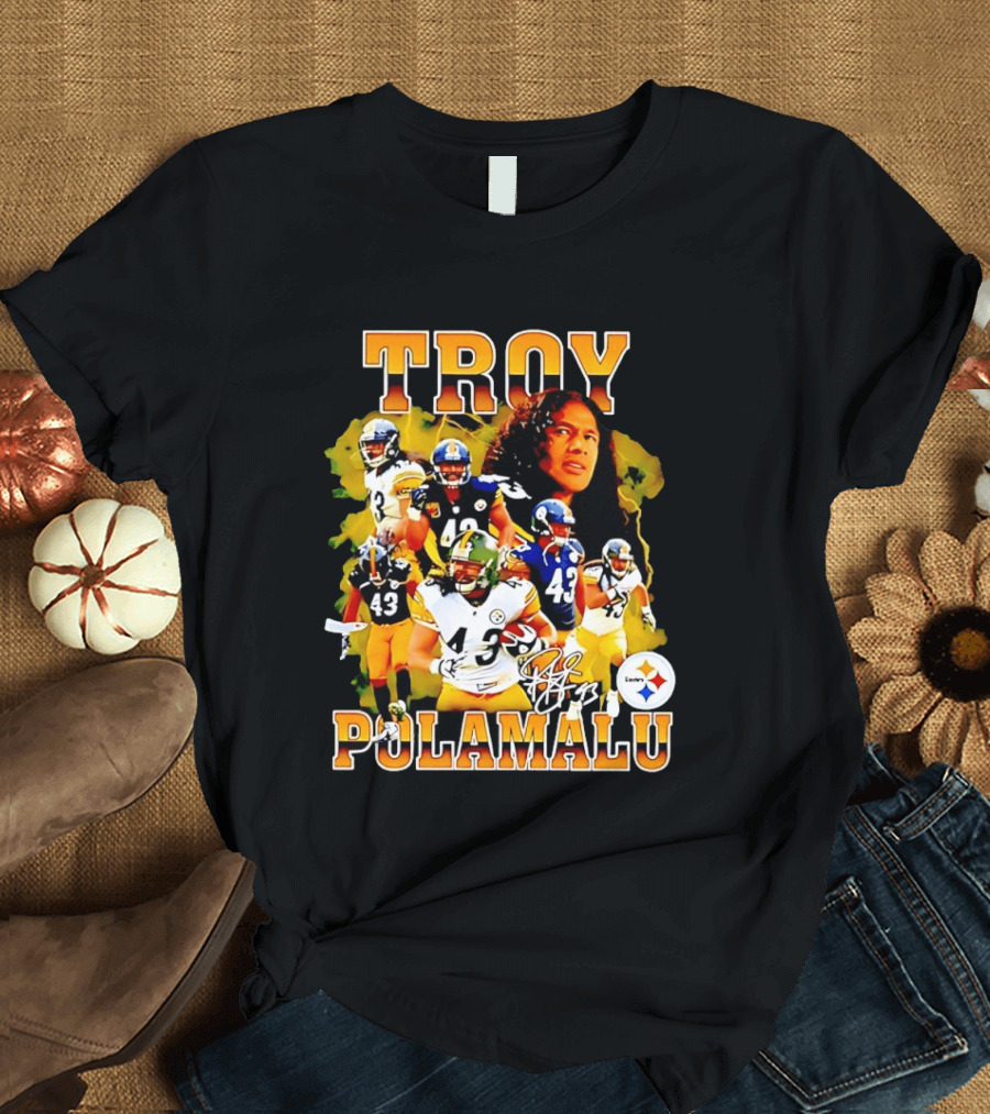 Troy Polamalu 43 Pittsburgh Steelers Collage 2026 T-Shirt