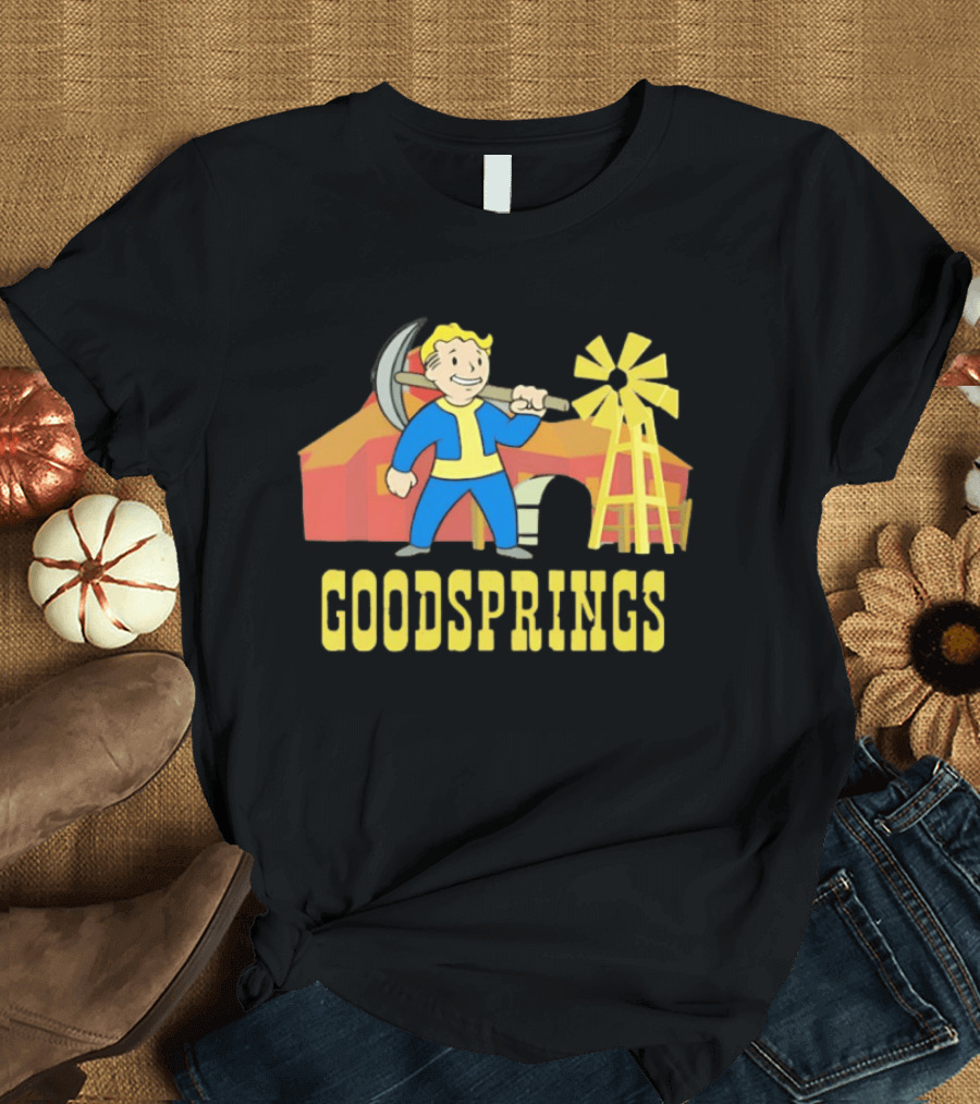 Vault Boy Goodsprings Fallout Windmill Pickaxe T-Shirt