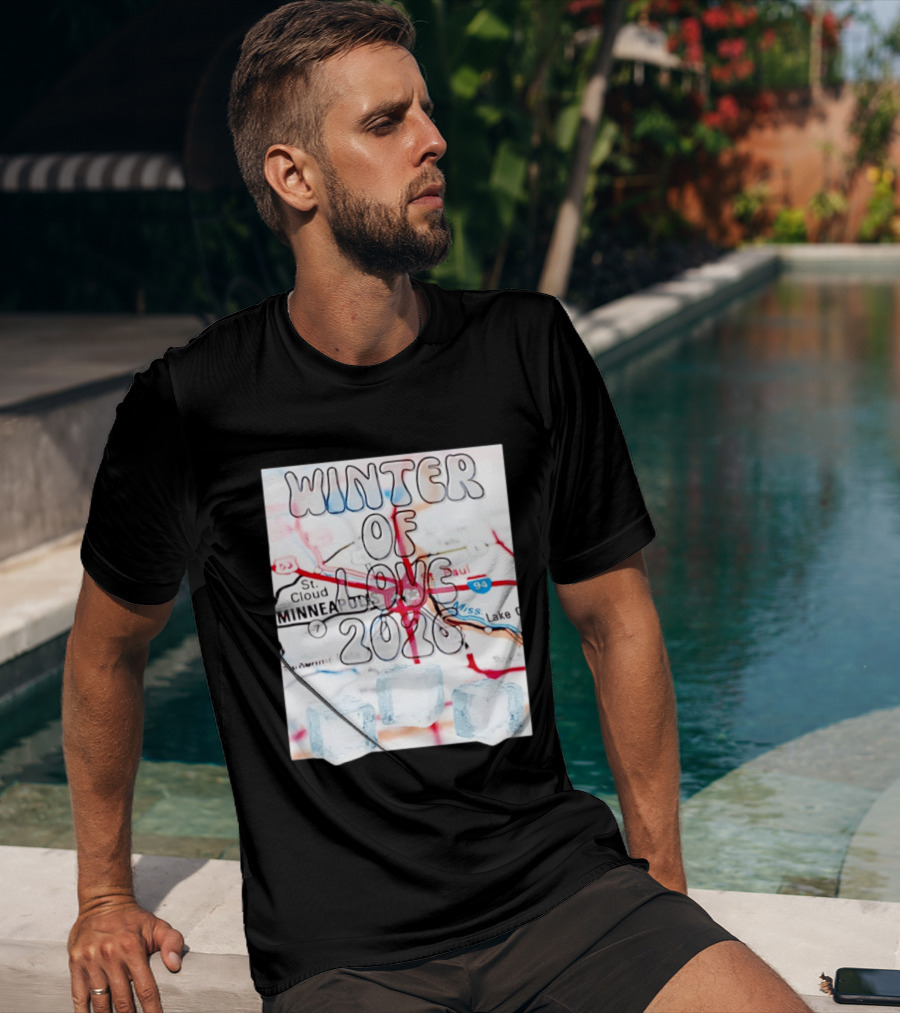 Winter Of Love 2026 Minneapolis Ice Map 94 7 T-Shirt