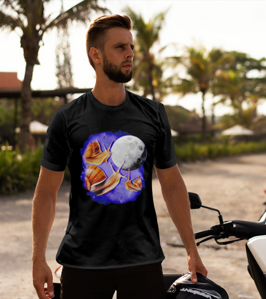 Yearning Snails Moon Cosmic Dreamscape Snail Galaxy T-Shirt