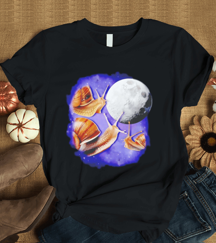 Yearning Snails Moon Cosmic Dreamscape Snail Galaxy T-Shirt