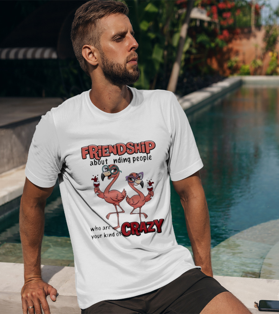 FRIENDSHIP About Finding People Who Are Your Kind Of CRAZY Flamingo Humor T-Shirt