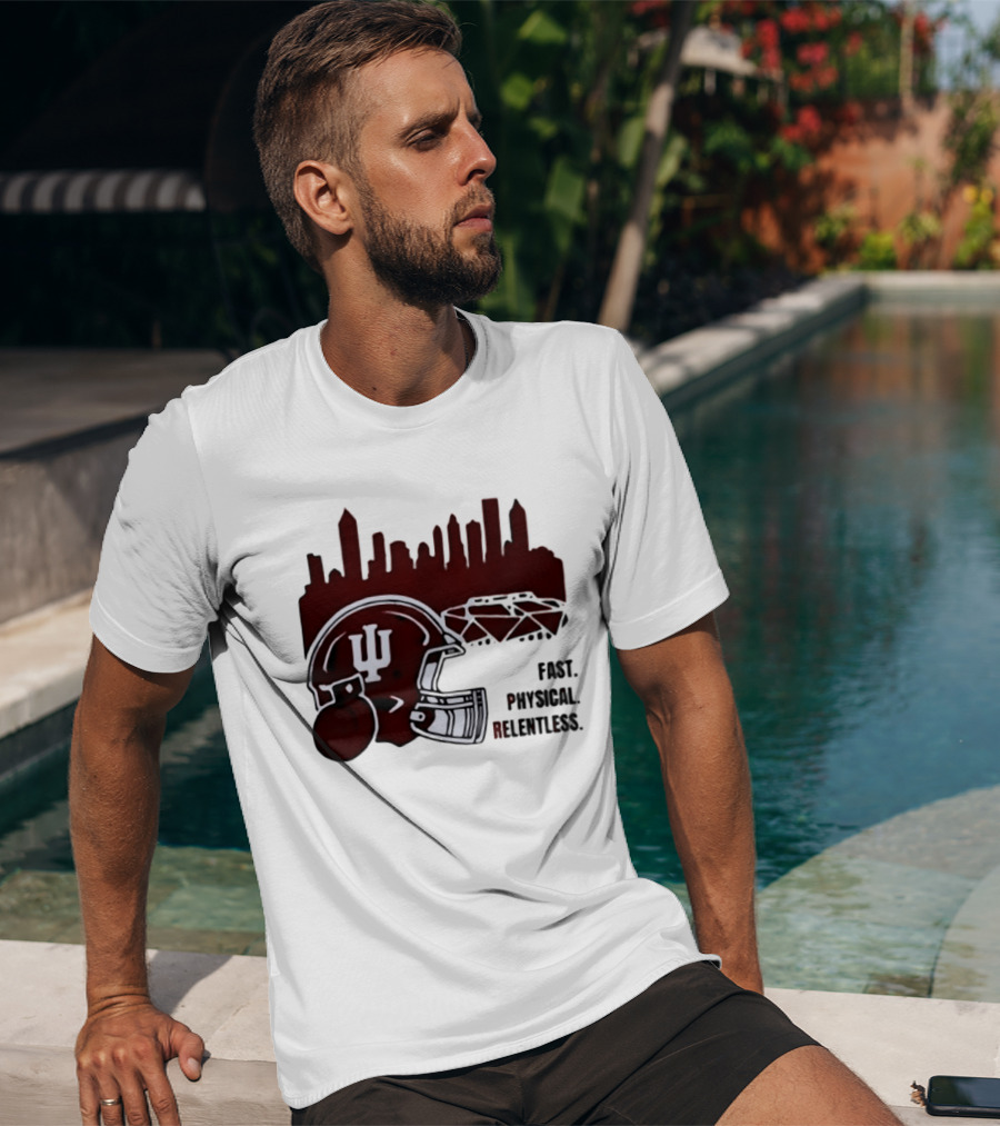 Indiana Hoosiers Helmet City Skyline Fast Physical Relentless T-Shirt