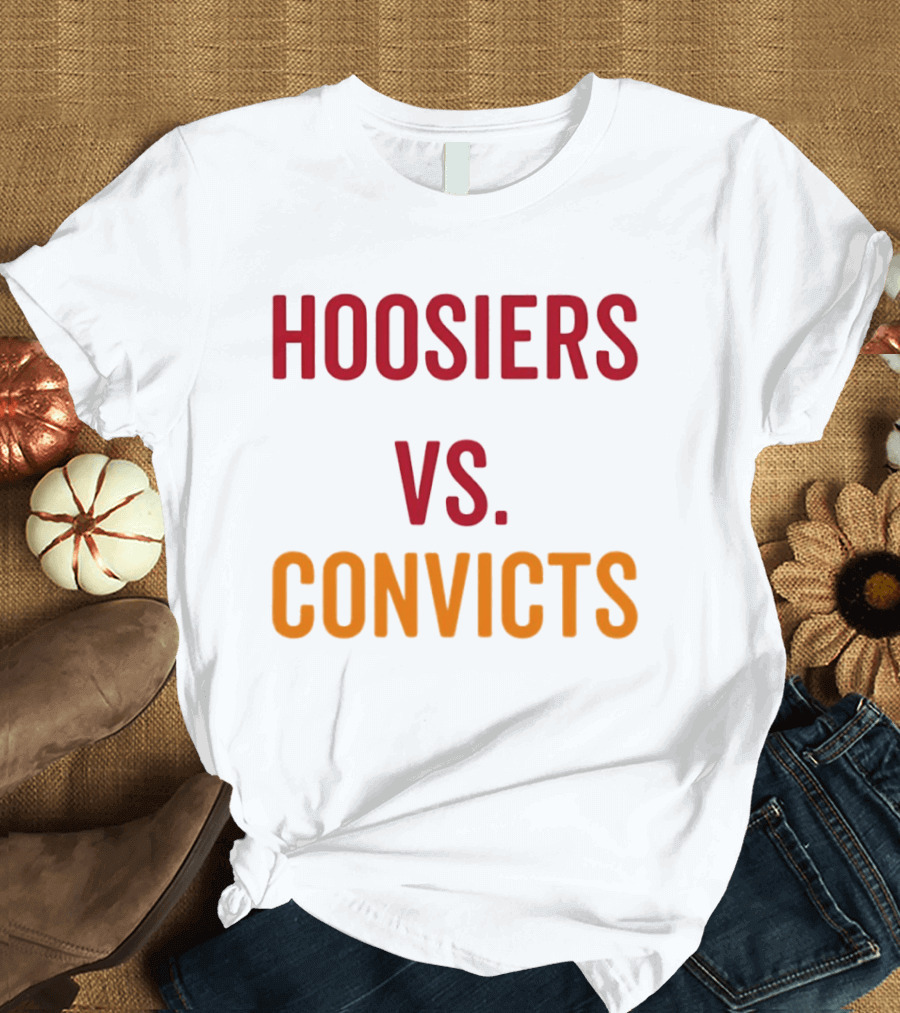 Indiana Hoosiers Vs Miami Hurricanes Hoosiers Vs Convicts Football 2026 T-Shirt