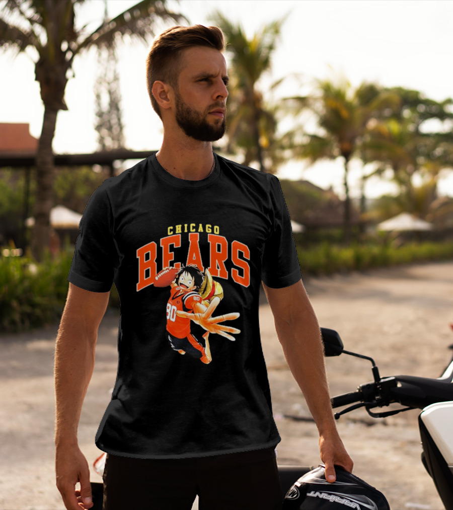 Chicago Bears One Piece Crossover Luffy Football Collaboration T-Shirt