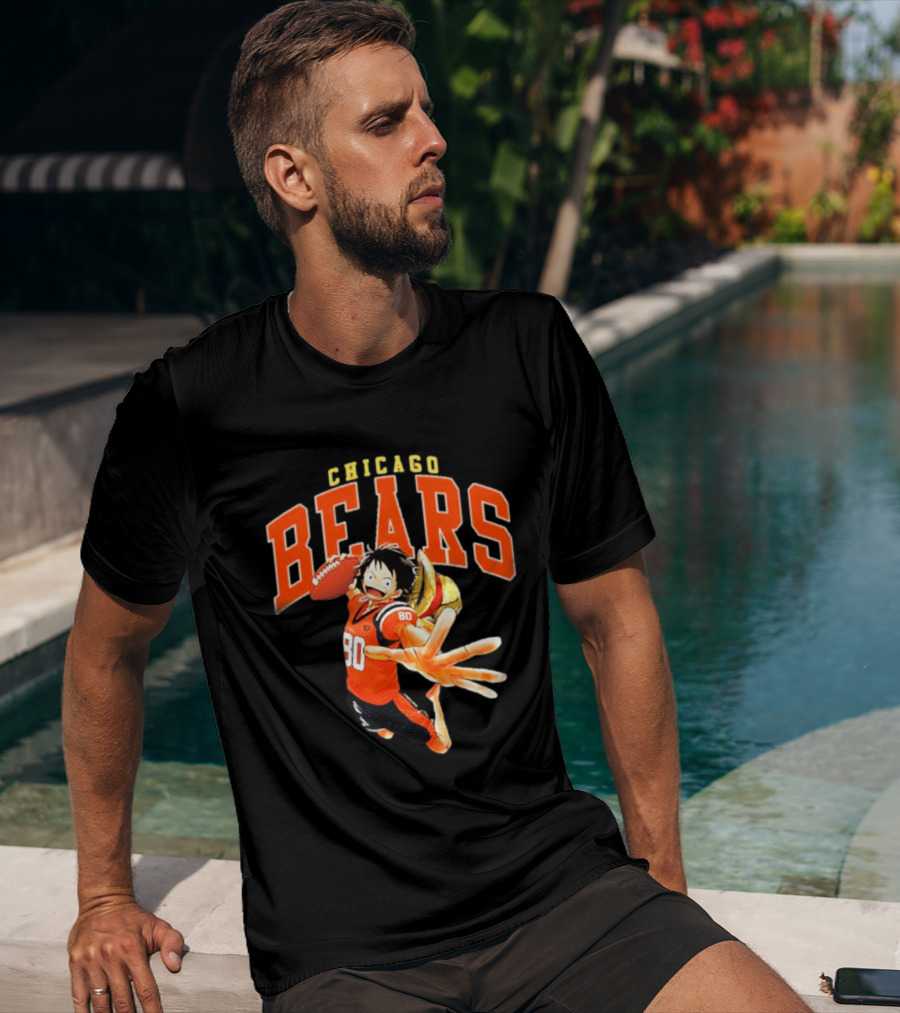 Chicago Bears One Piece Crossover Luffy Football Collaboration T-Shirt