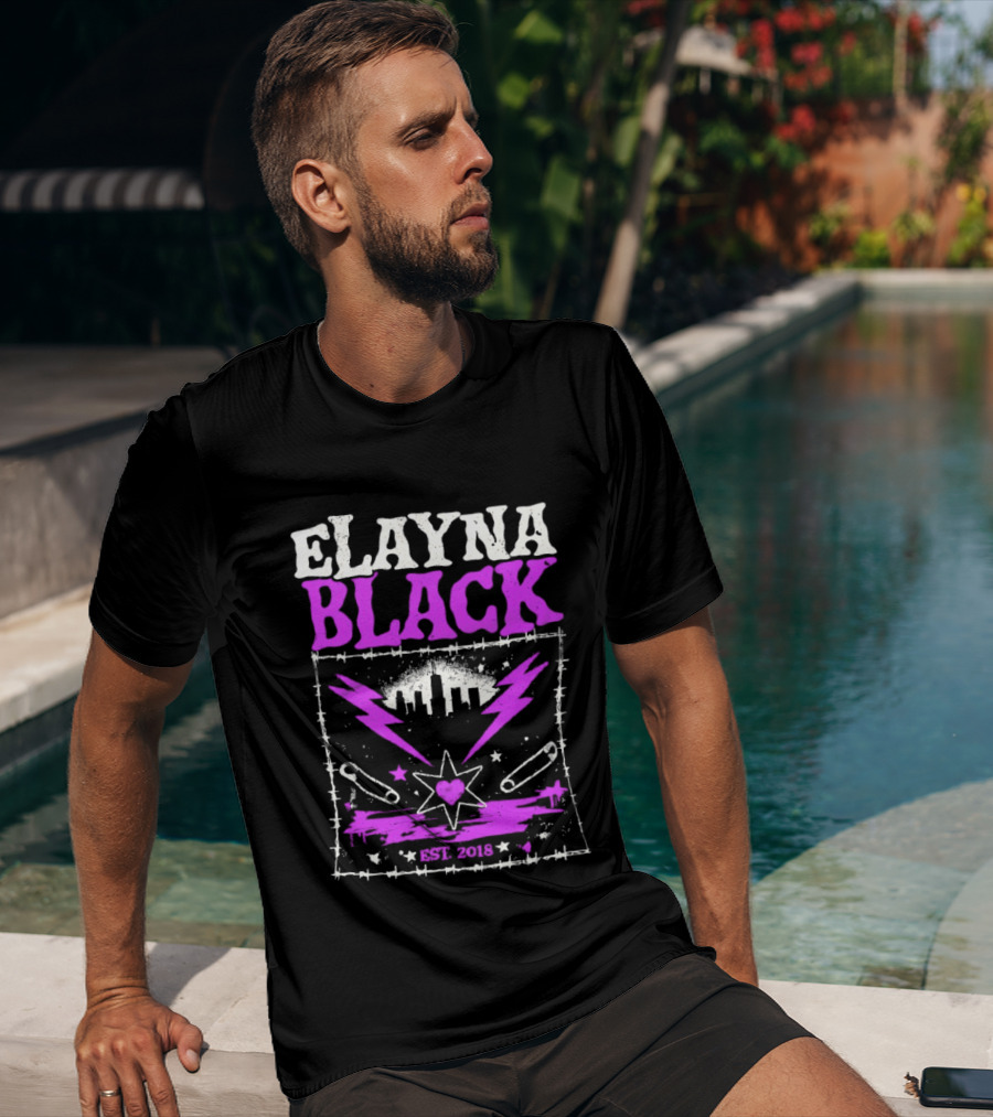 Elayna Black Heart Star Lightning Est 2018 T-Shirt