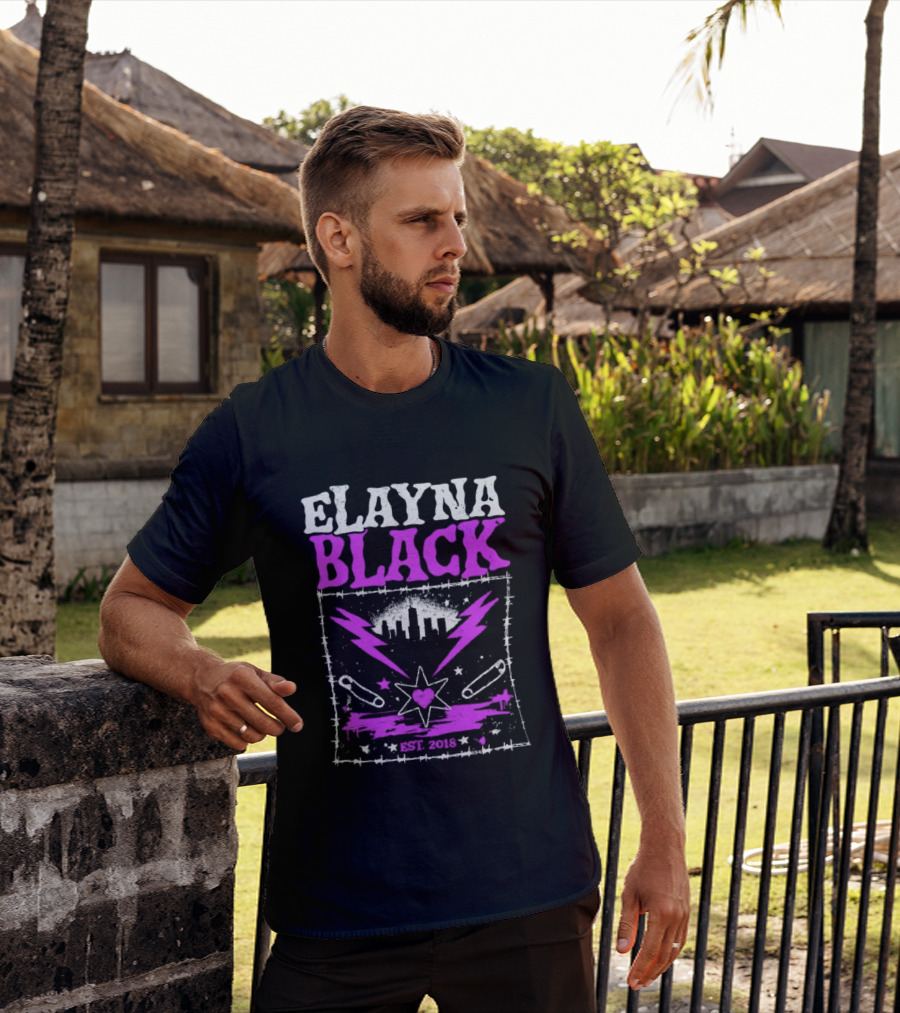Elayna Black Heart Star Lightning Est 2018 T-Shirt