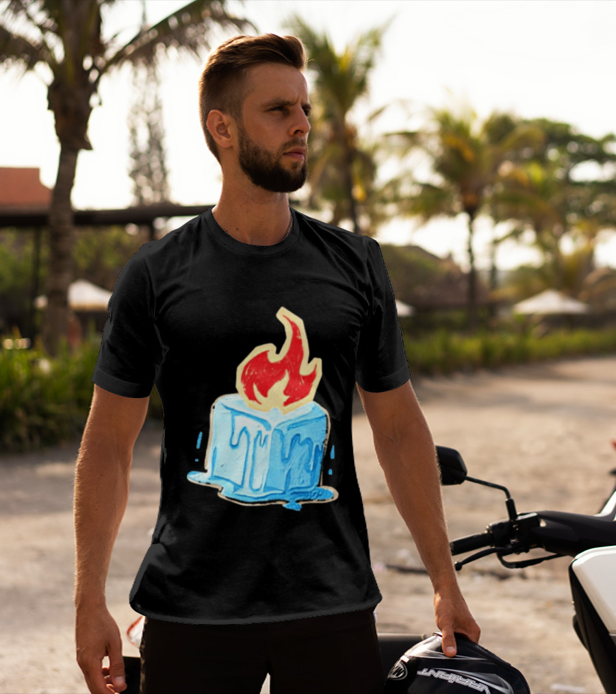 Melting Ice Cube Red Flame Emblem: Subtle Anti ICE Concept T-Shirt