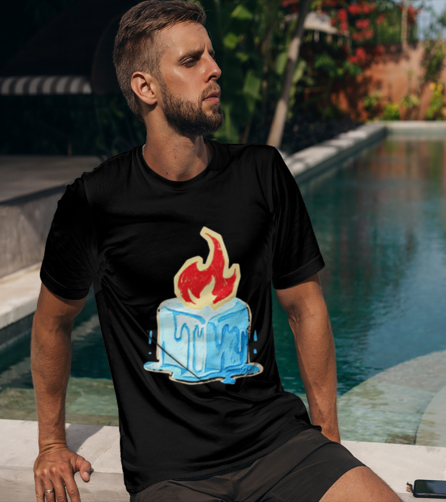 Melting Ice Cube Red Flame Emblem: Subtle Anti ICE Concept T-Shirt