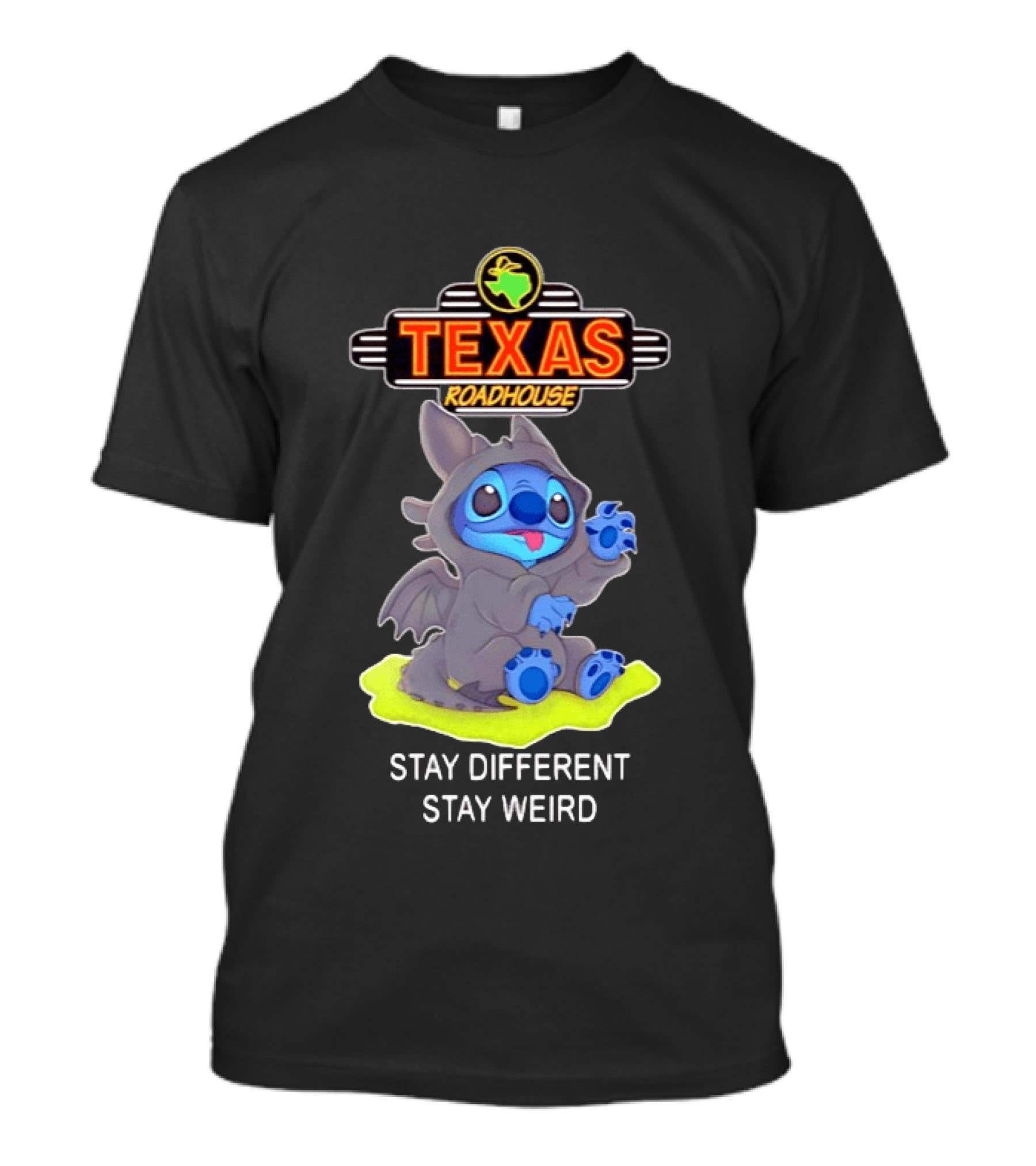 Texas Roadhouse Stitch Toothless Stay Different Stay Weird T-Shirt