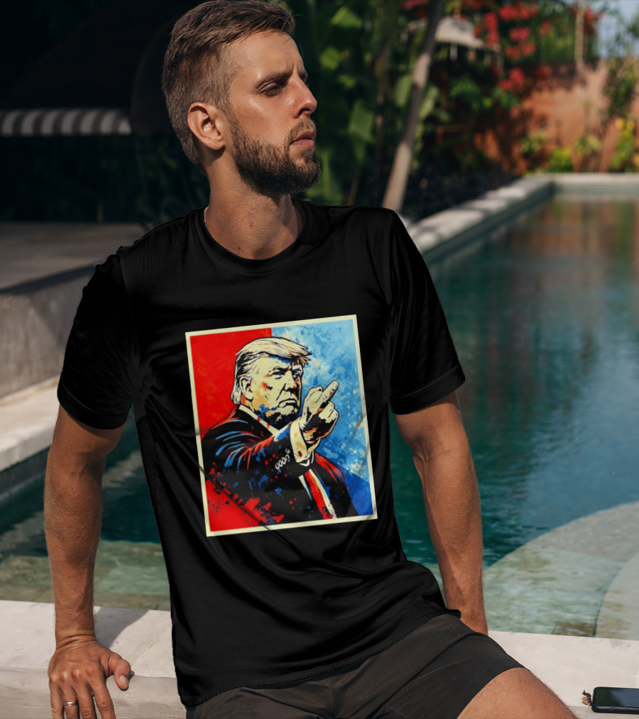 Trump 2026 Meme Middle Finger Red Blue Pop T-Shirt