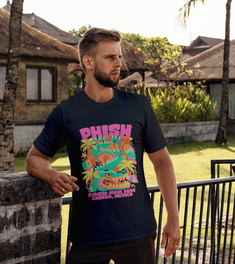 Phish Riviera Maya 2026 Cancun Mexico Gator And Parrot Tropical Vibes T-Shirt