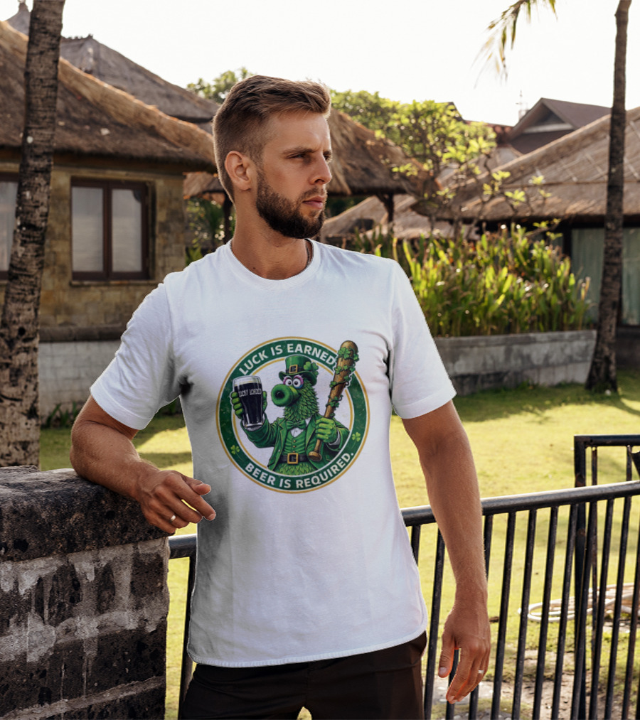 Phanatic Phillies St. Patrick's Day Luck Is Earned Beer Required Wawa Ice Blue T-Shirt