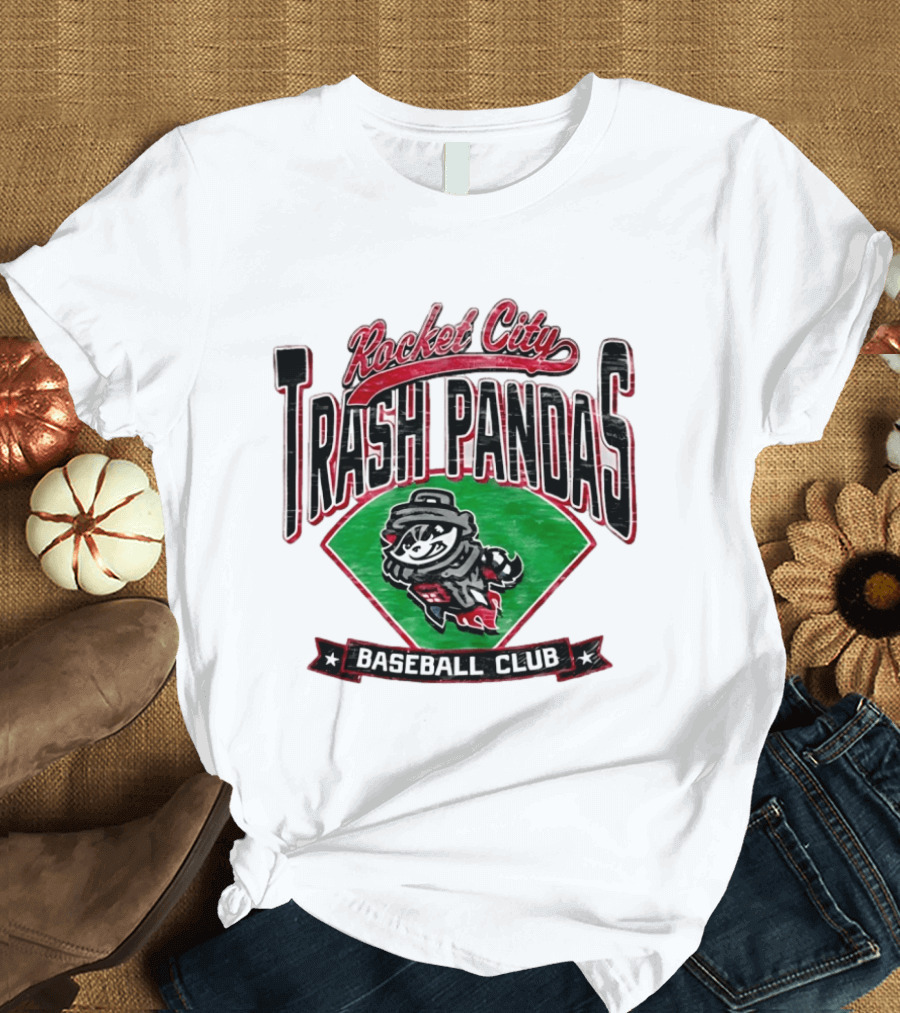 Rocket City Trash Pandas Baseball Club Team Logo Raccoon T-Shirt