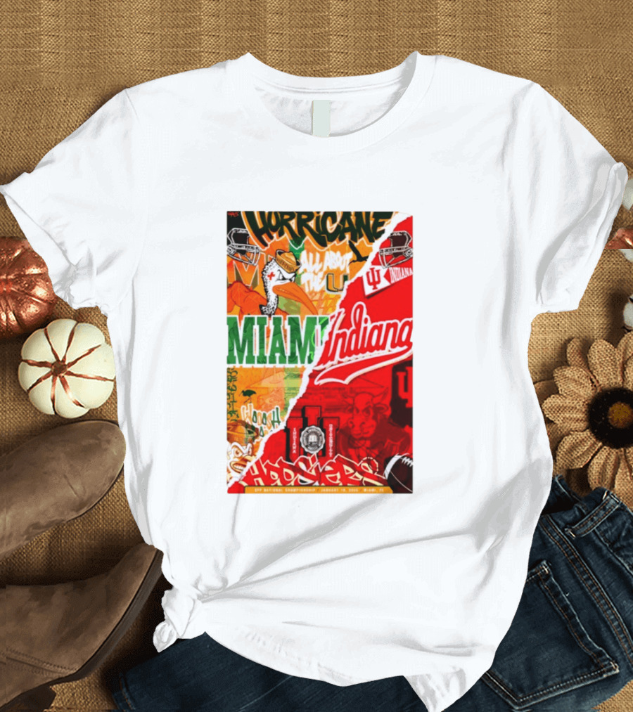 Miami Hurricanes Vs Indiana Hoosiers CFP National Championship January 19 2026 Wynwood Walls T-Shirt