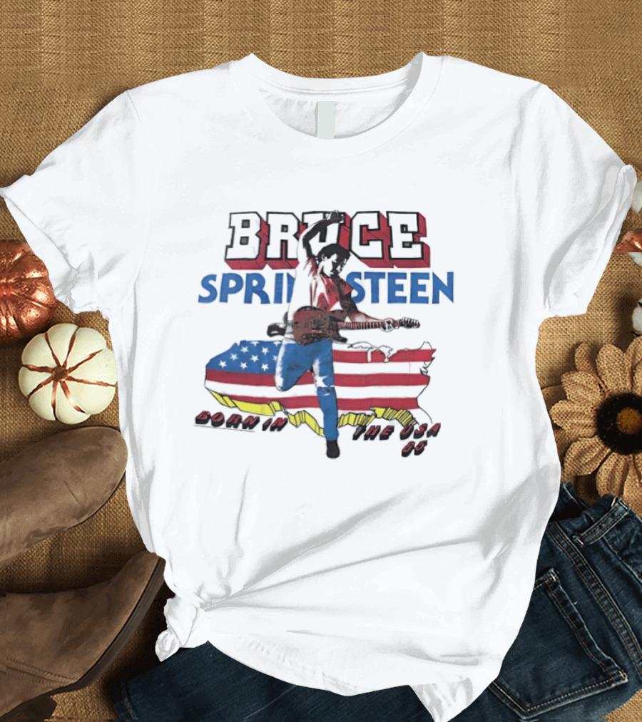 Bruce Springsteen Born In The USA 85 Map Guitar T-Shirt