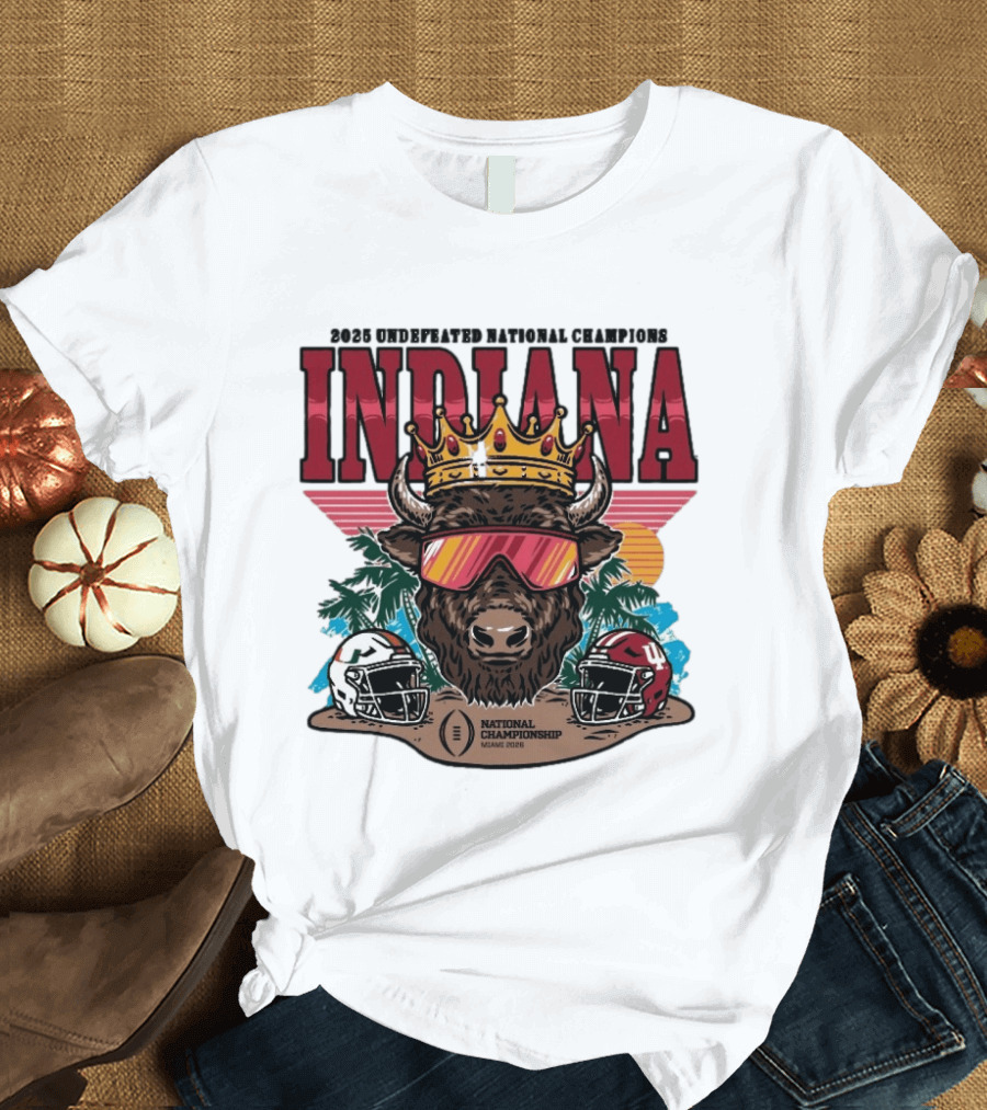 Indiana Hoosiers 2025 Undefeated National Champions Bison Crown National Championship Miami 2025 T-Shirt