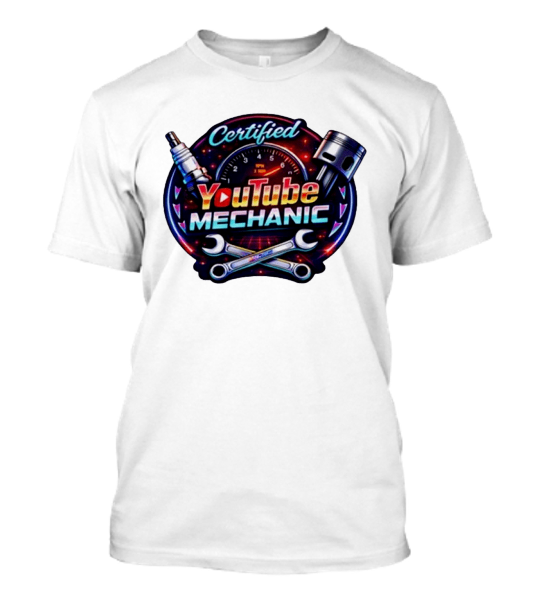 Certified YouTube Mechanic Spark Plug Wrench Piston RPM T-Shirt