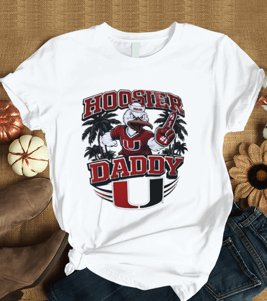 Hoosier Daddy Miami Hurricanes Sebastian The Ibis Number One T-Shirt