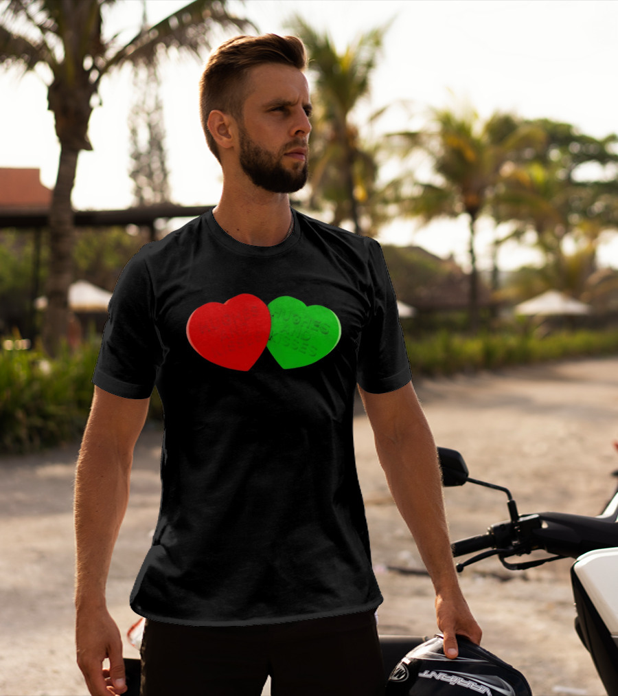 Hughes And Kisses Red Green Heart T-Shirt