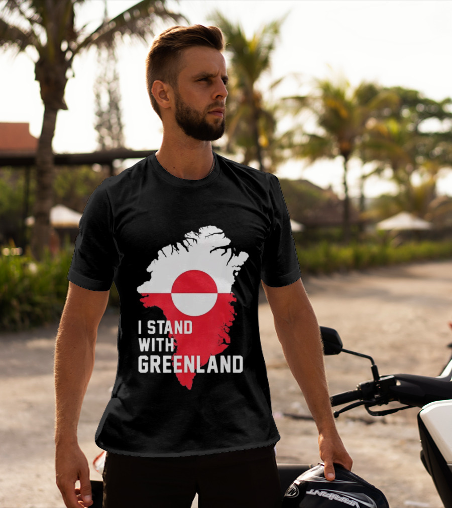 I Stand With Greenland Greenlanders Support Flag Map T-Shirt