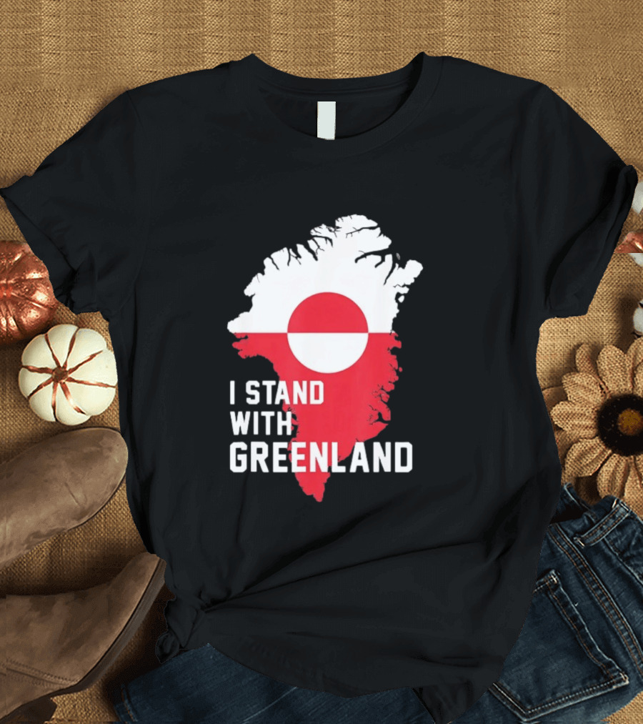 I Stand With Greenland Greenlanders Support Flag Map T-Shirt