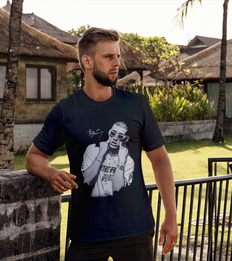 Benito Antonio Martinez Ocasio Bad Bunny Signature Puerto Rico Baseball Jersey Look T-Shirt