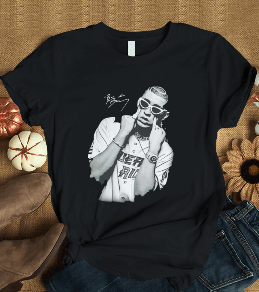 Benito Antonio Martinez Ocasio Bad Bunny Signature Puerto Rico Baseball Jersey Look T-Shirt