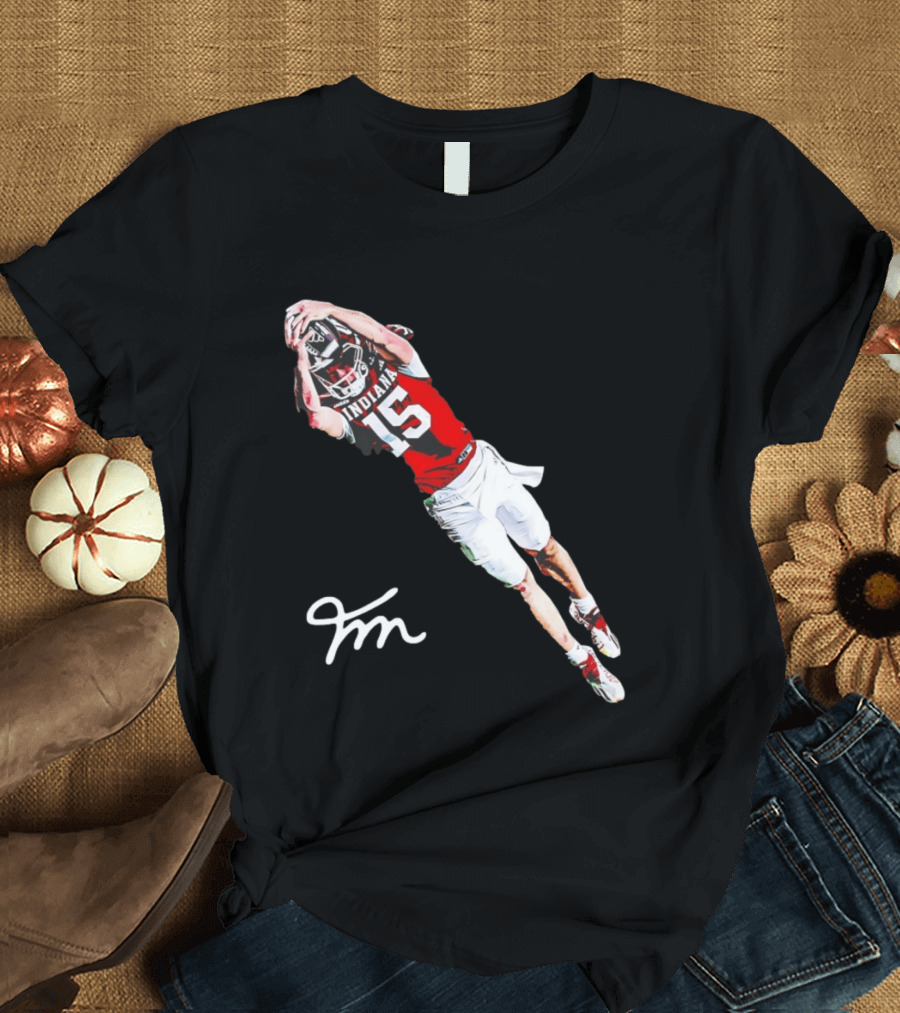 Fernando Mendoza Indiana Hoosiers Natty Flippin' Champs Iconic 15 Leap Signature T-Shirt