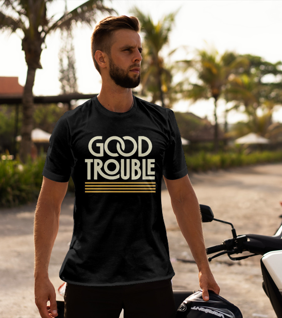 Good Trouble Yellow Lined T-Shirt