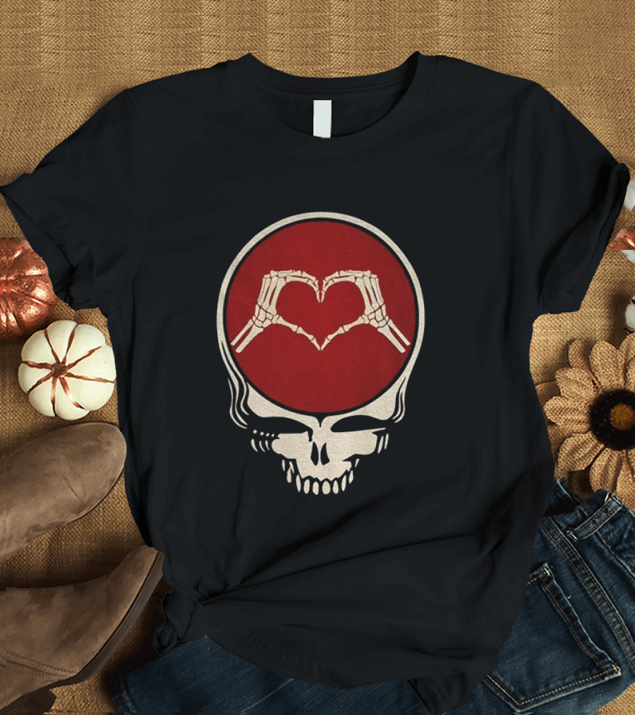 Grateful Dead Skull Skeleton Heart Hands Valentines Jerry Garcia Bob Weir T-Shirt