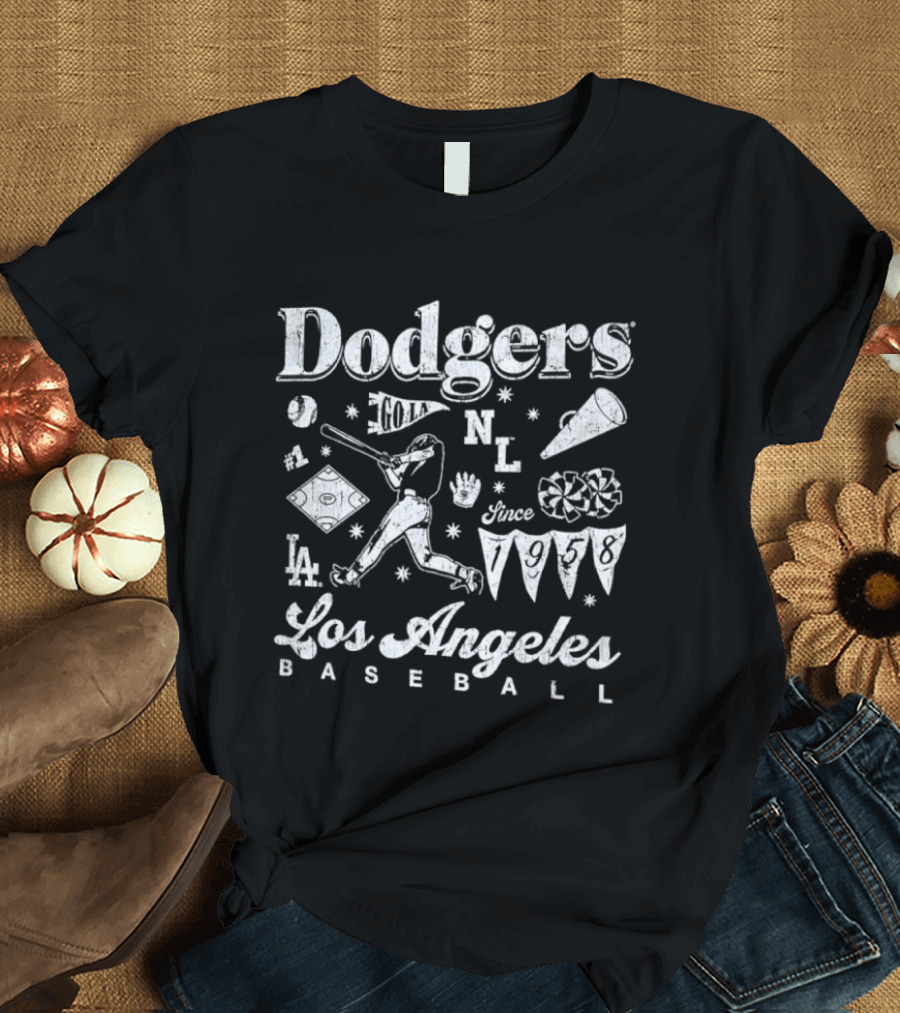 Dodgers Los Angeles Baseball Vintage Style Iconography MLB 1958 T-Shirt