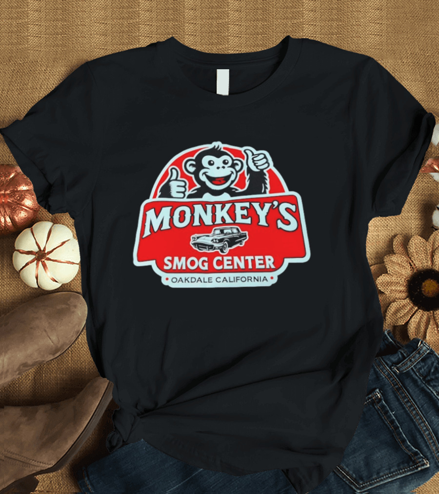 Monkey's Smog Center Oakdale California Thumbs Up Classic Car T-Shirt
