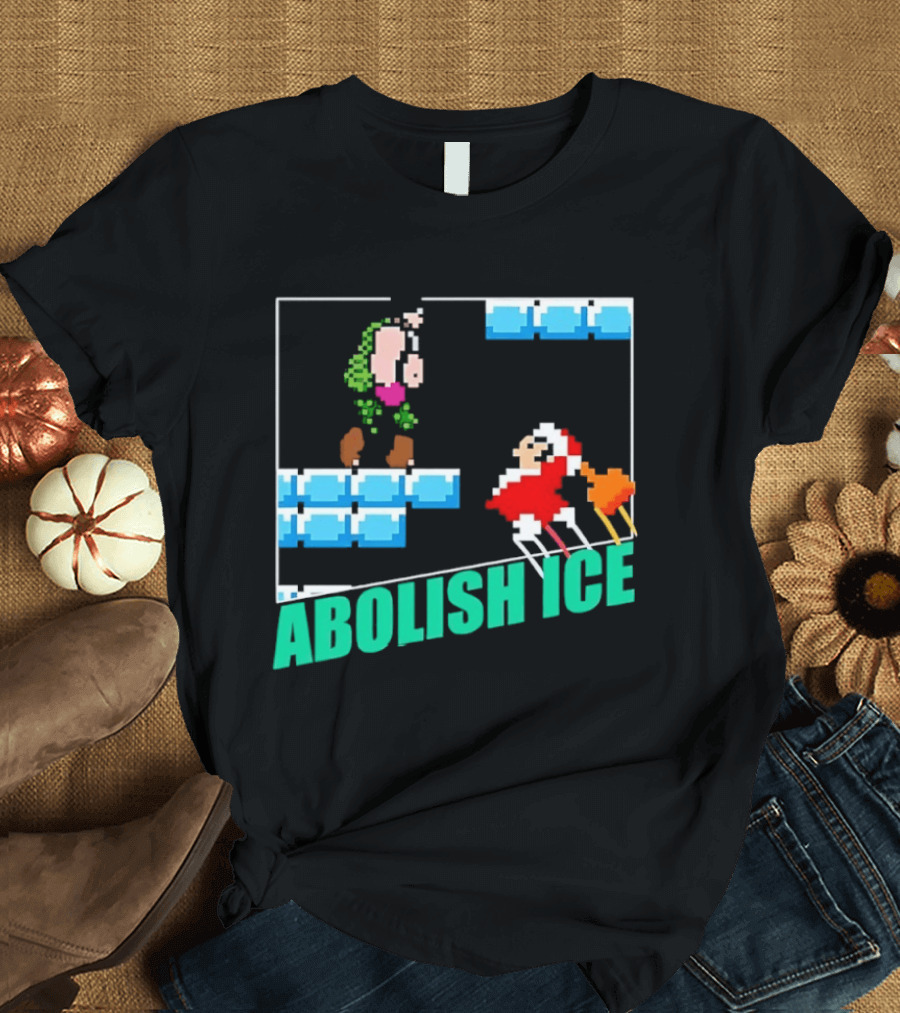 Abolish ICE Super Mario Style Pixel Art USA Retro Gaming T-Shirt