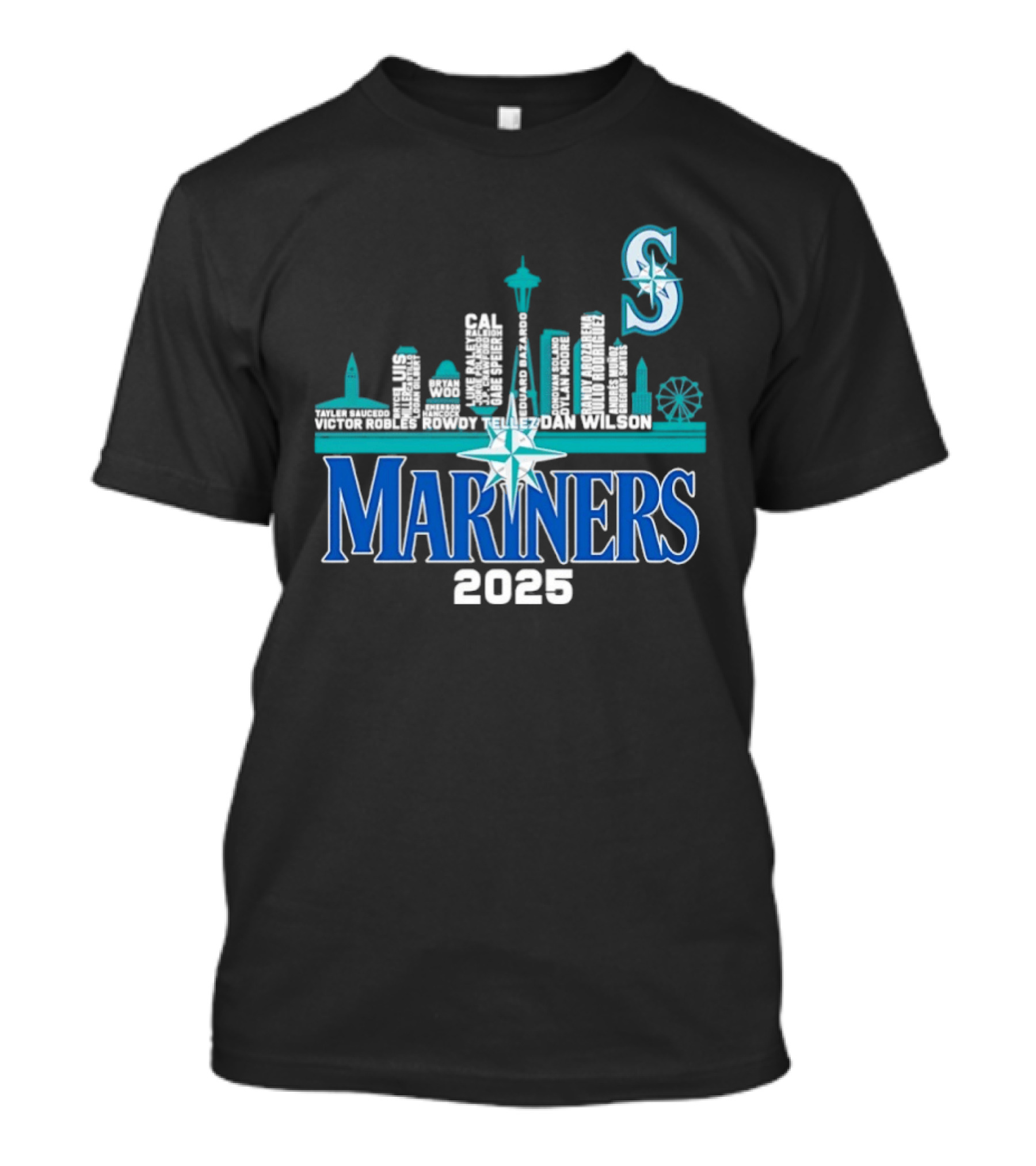 Seattle Mariners 2025 City Skyline Player Names Iconic S T-Shirt