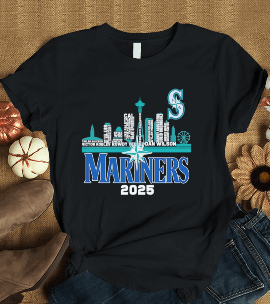 Seattle Mariners 2025 City Skyline Player Names Iconic S T-Shirt