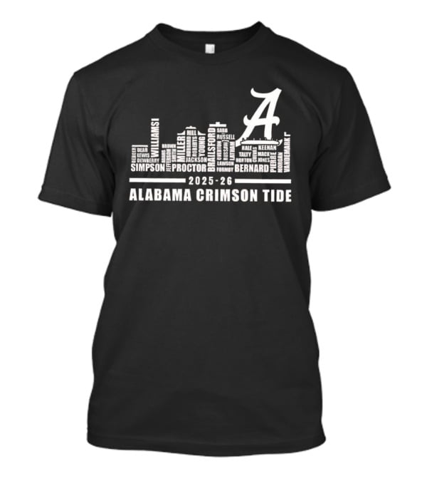 2025 26 Alabama Crimson Tide Skyline City Player Names T-Shirt