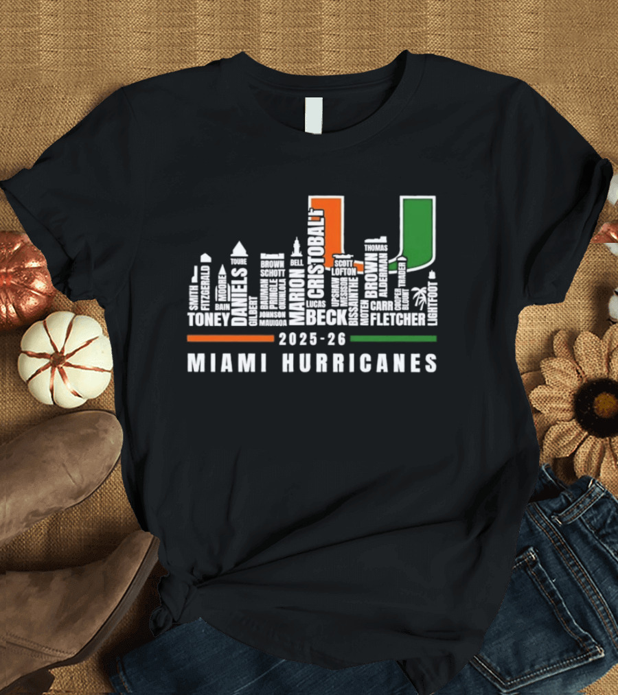 Skyline City Miami Hurricanes 2023 24 Player Names U T-Shirt