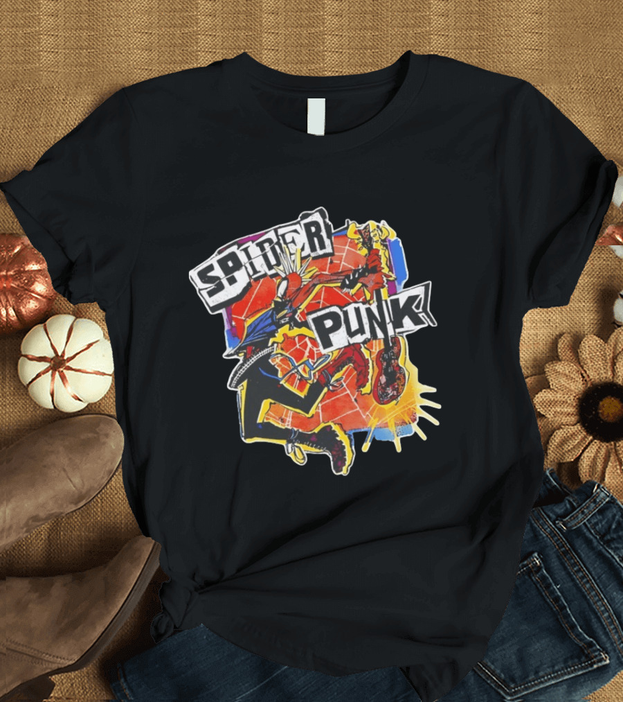 Spider Punk Guitar Hero Rebellion Web Burst T-Shirt