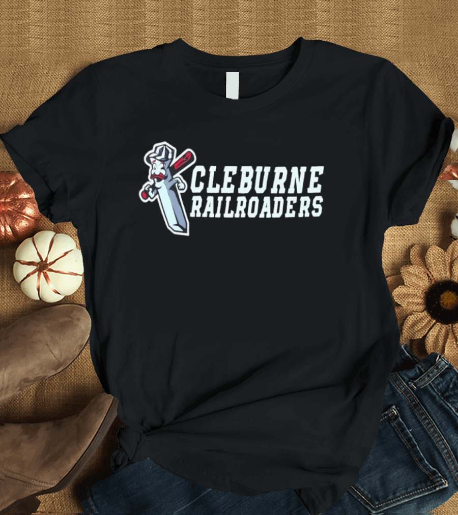 Cleburne Railroaders Mascot Baseball Team Spirit T-Shirt