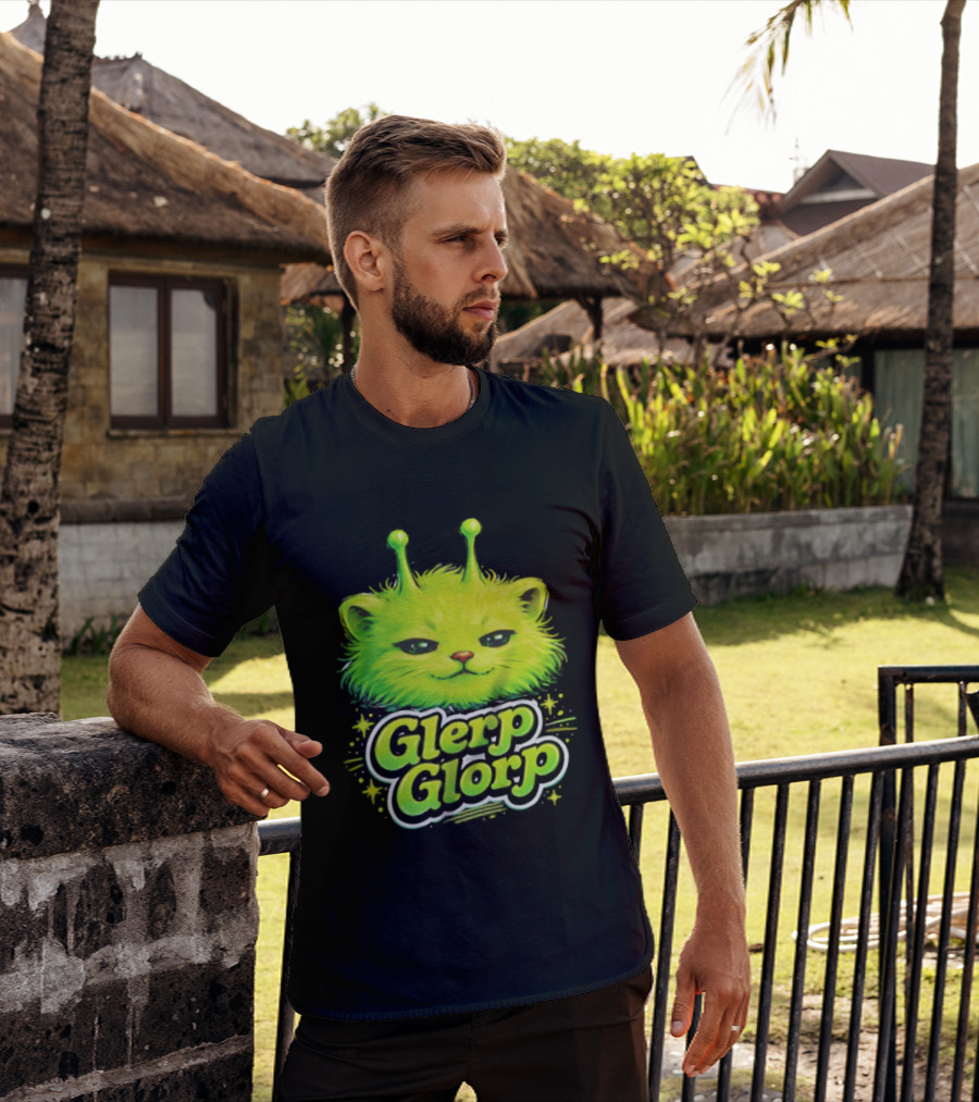 Glerp Glorp Alien Cat Fantasy Creature T-Shirt
