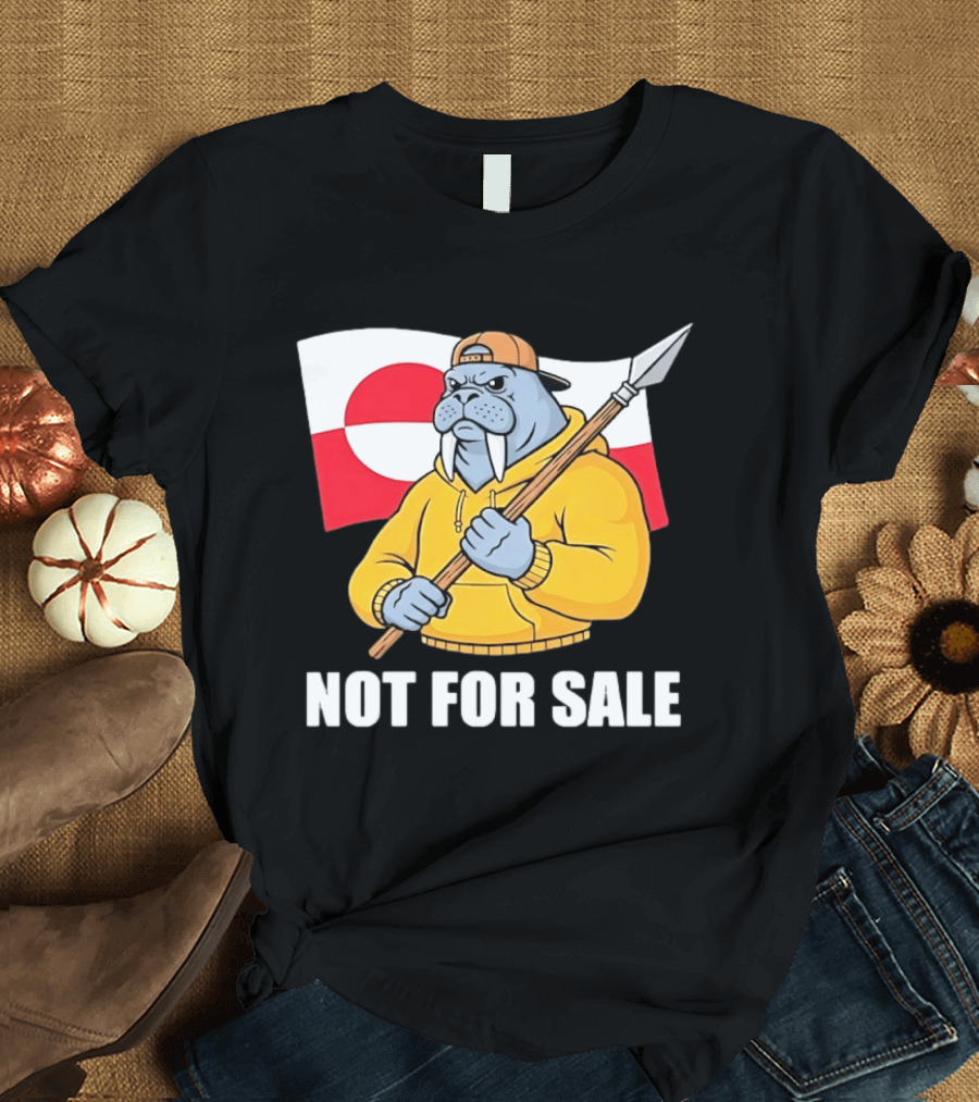 Walrus Holding Spear Greenland Flag Not For Sale T-Shirt