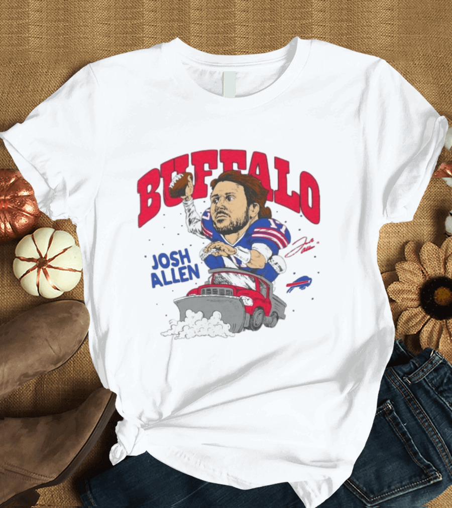 Buffalo Bills Josh Allen Snow Plow Football T-Shirt